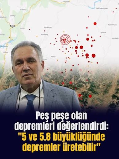 Bölgede 5 ile 5,8 arası sarsıntılar olabilir